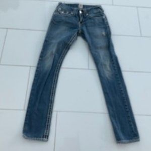 True Religion Faded & Distressed Skinny Leg Jeans Size 30/33